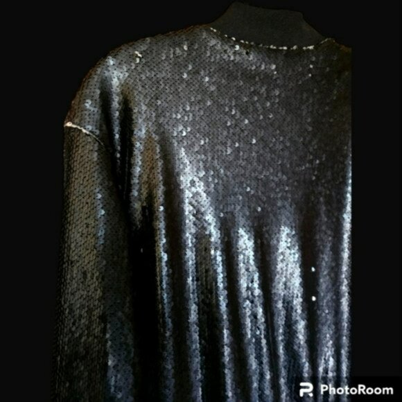 Rue+ Black Sequin Bomber Jacket size 1X EUC - Picture 7 of 13